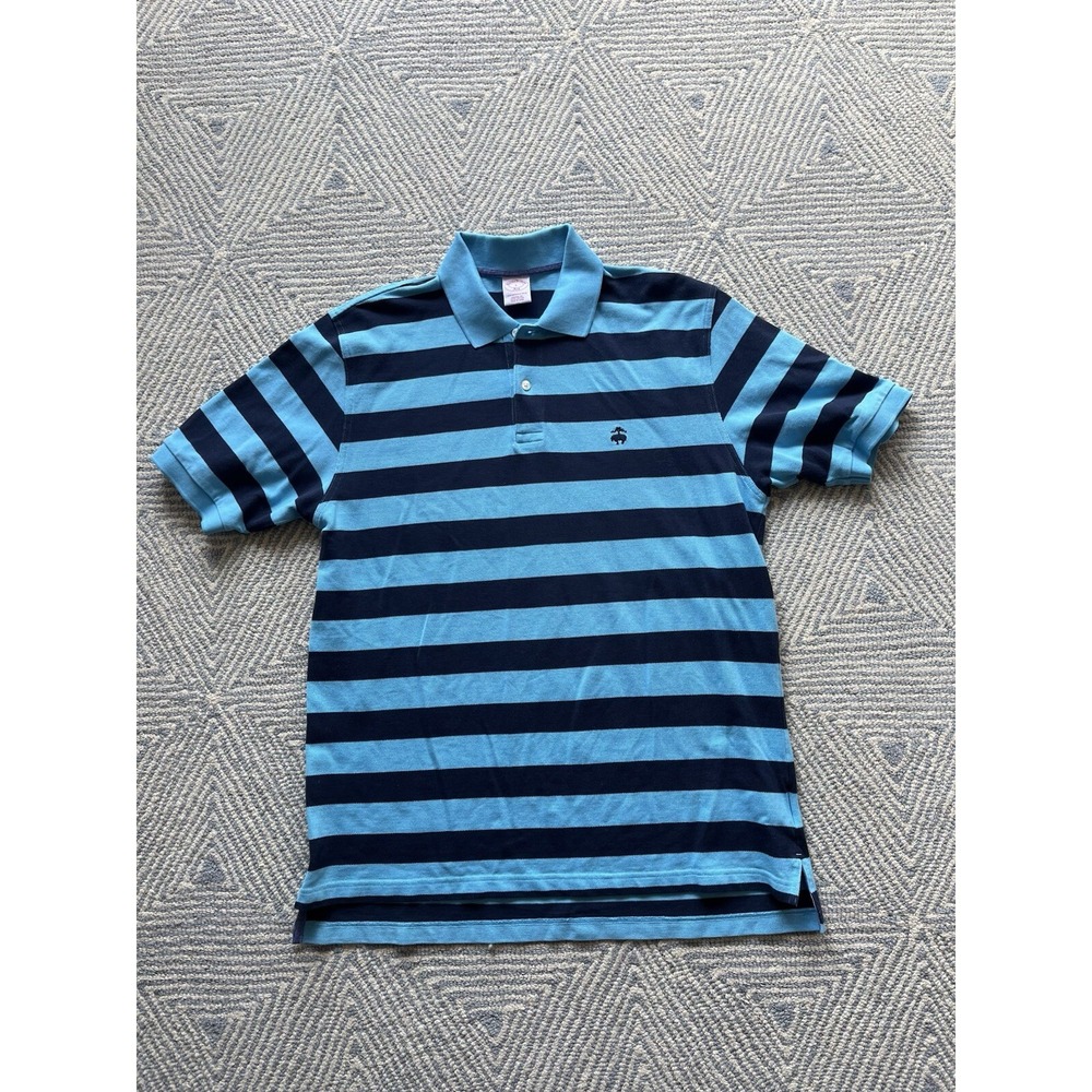 Brooks Brothers Performance Cotton Polo -‎ Blue Stripe - Large